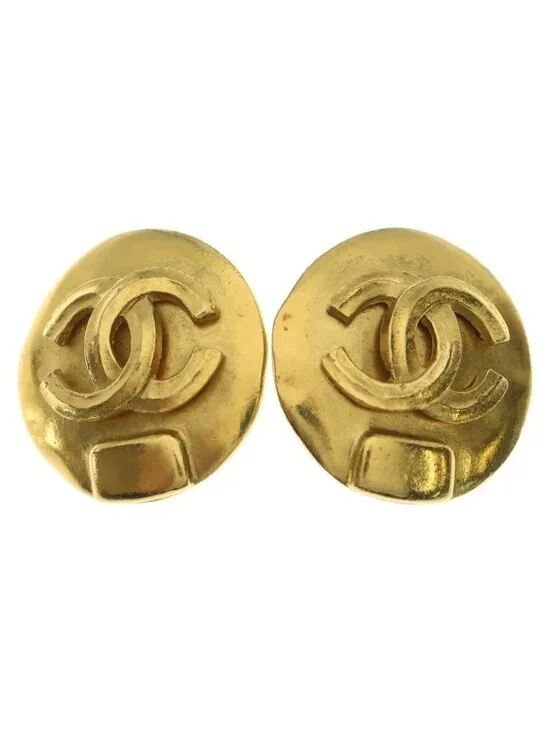 Chanel CC Logo Circle Earrings Gold - Picture 1 of 6